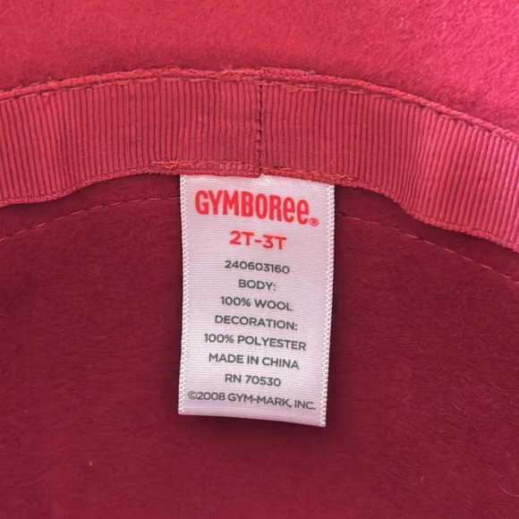 Gymboree Girl’s Red Wool Bucket Hat with Black Velvet Bow – Holiday Style 2T-3T - Picture 6 of 6